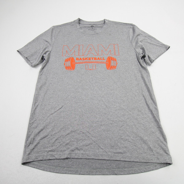 Miami Hurricanes adidas Aeroready Short Sleeve Shirt Men's Gray Used S TOPS-173953