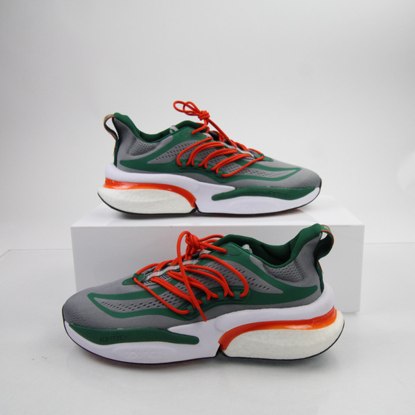 Miami Hurricanes adidas Alphaboost Running & Jogging Shoes Men's New Gray/Dark Green 13-SHOE-021733