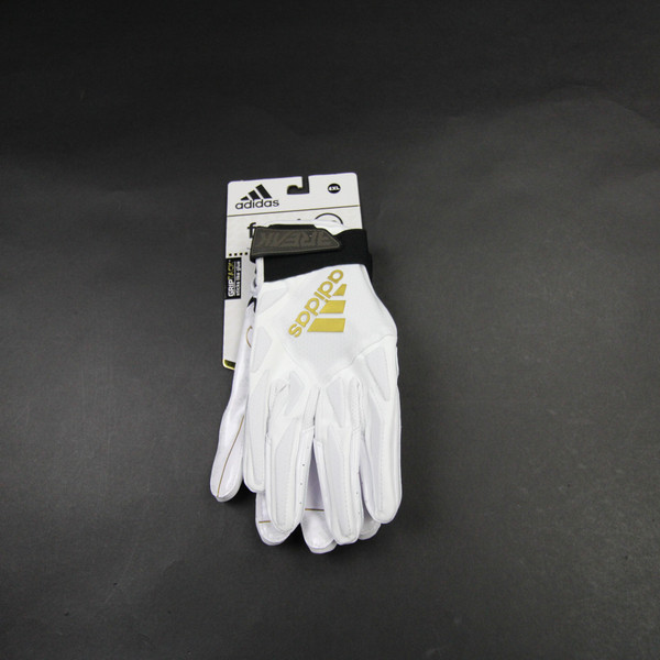 Miami Hurricanes adidas Freak Gloves - Receiver Unisex White/Gold New 4XL-EQPT-006598