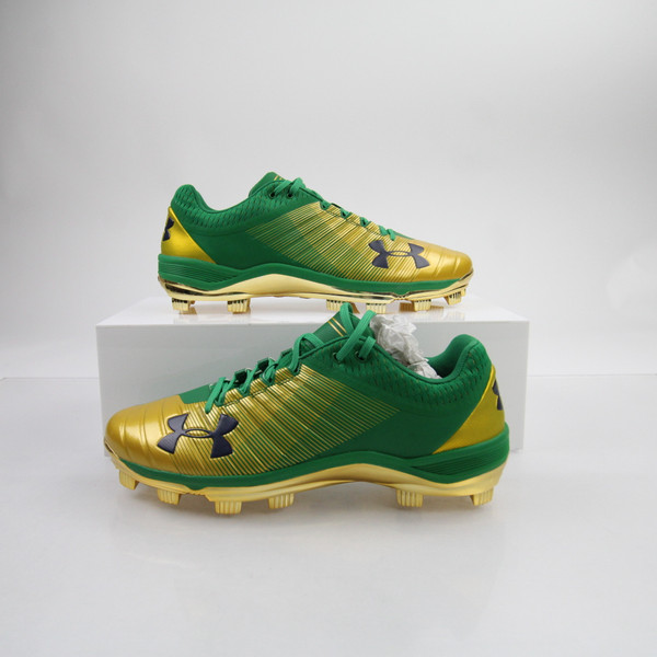 Notre Dame Fighting Irish Under Armour Spotlight Football Cleat Men\'s Sz 11.5 Size 15 Under Armour Spotlight Suede MC Green Football  main image 4