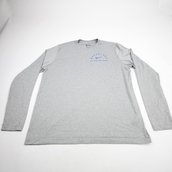 Dallas Mavericks Nike NBA Authentics Long Sleeve Shirt Men's Gray Used XLT TOPS-174847