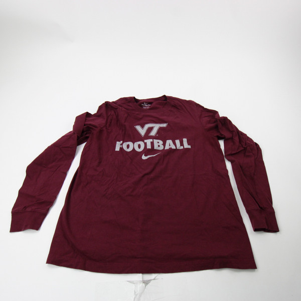 Virginia Tech Hokies Nike Long Sleeve Shirt Men's Maroon Used L-TOPS-175013