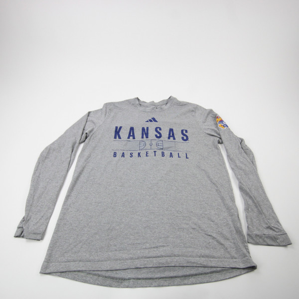 Kansas Jayhawks adidas Aeroready Long Sleeve Shirt Men's Gray Used L TOPS-176081