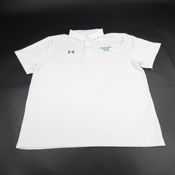 CSU Rams Under Armour Polo Men's White Used 2XL-TOPS-175743