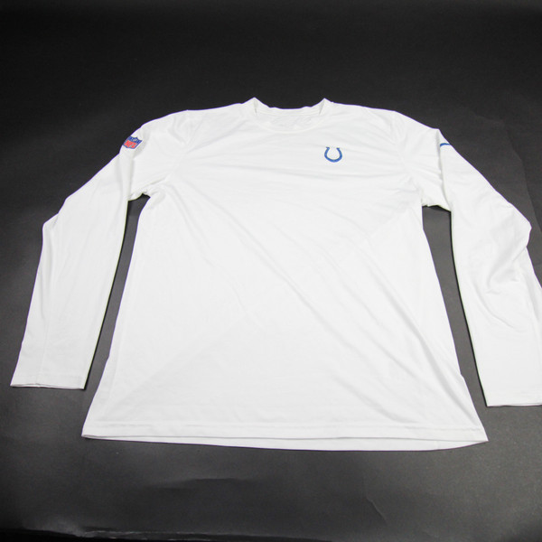 Indianapolis Colts Nike NFL On Field Dri-Fit Long Sleeve Shirt Men's Used White XL-TOPS-176029
