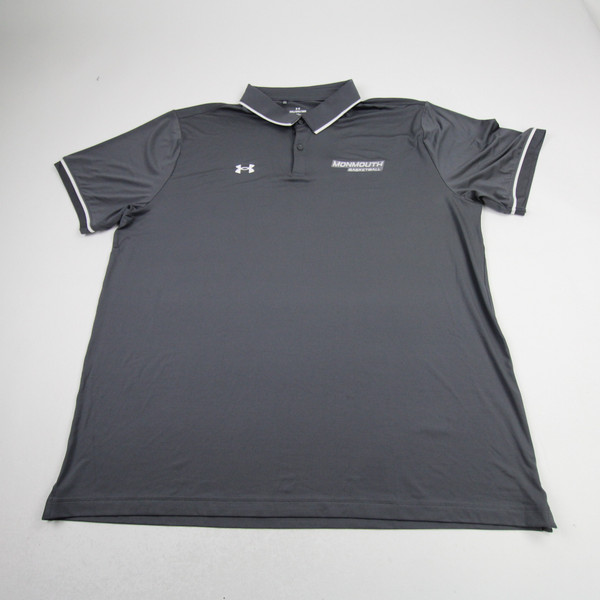 Monmouth Hawks Under Armour Polo Men's Gray Used 3XL TOPS-176216