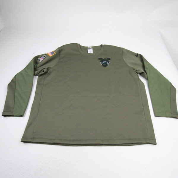 New York Jets Nike NFL On Field Sweatshirt Men's Olive Used 3XL TOPS-176532