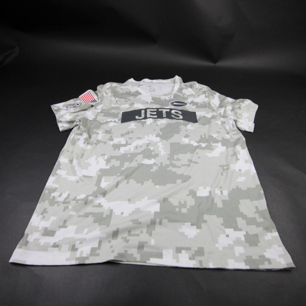 New York Jets Nike NFL On Field Dri-Fit Short Sleeve Shirt Men's White Used XXL TOPS-182072