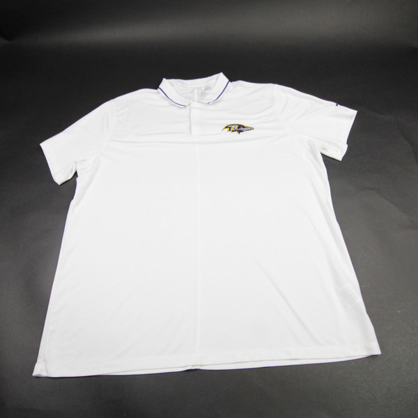 Baltimore Ravens Nike NFL On Field Dri-Fit Polo Men's White Used XXL TOPS-177395