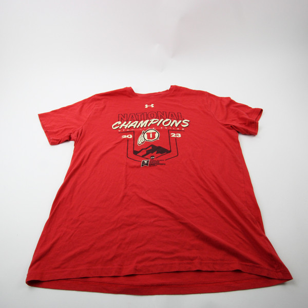 Utah Utes Under Armour Short Sleeve Shirt Men's Red Used Multiple Sizes TOPS-177880