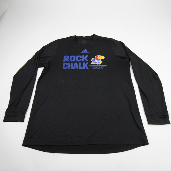 Kansas Jayhawks adidas Long Sleeve Shirt Men's Black Used XLT TOPS-177531