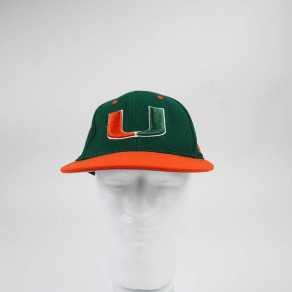 Miami Hurricanes adidas Fitted Hat Unisex Dark Green Used 7 HATS-016712