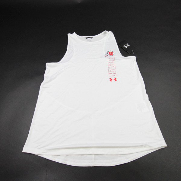 Utah Utes Under Armour HeatGear Sleeveless Shirt Women's White New with Tags S TOPS-179313