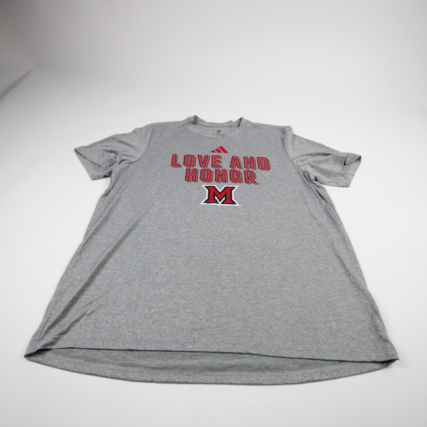 Miami RedHawks adidas Short Sleeve Shirt Men's Gray Used XL TOPS-181679