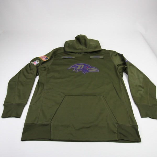 Baltimore Ravens Nike NFL On Field Sweatshirt Men's Olive Used XXL TOPS-186583