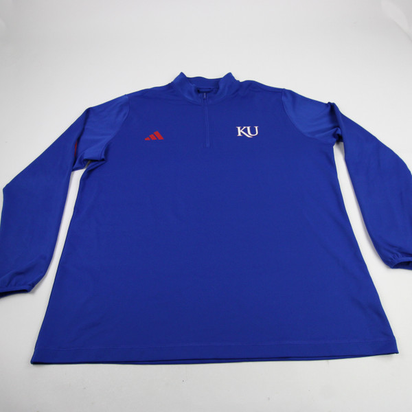 Kansas Jayhawks adidas Pullover Men's Blue Used XLT TOPS-191581