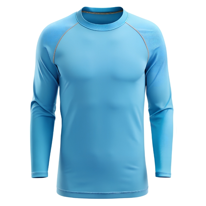 A sky blue dri-fit long sleeved athletic shirt.
