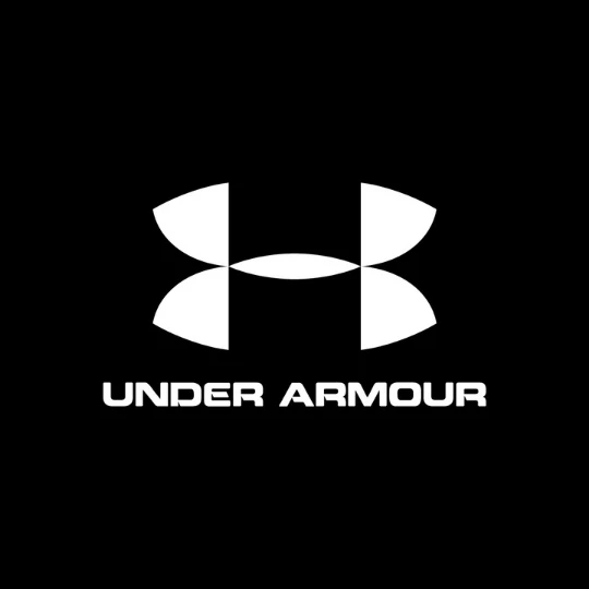 A white under armour logo on a black background