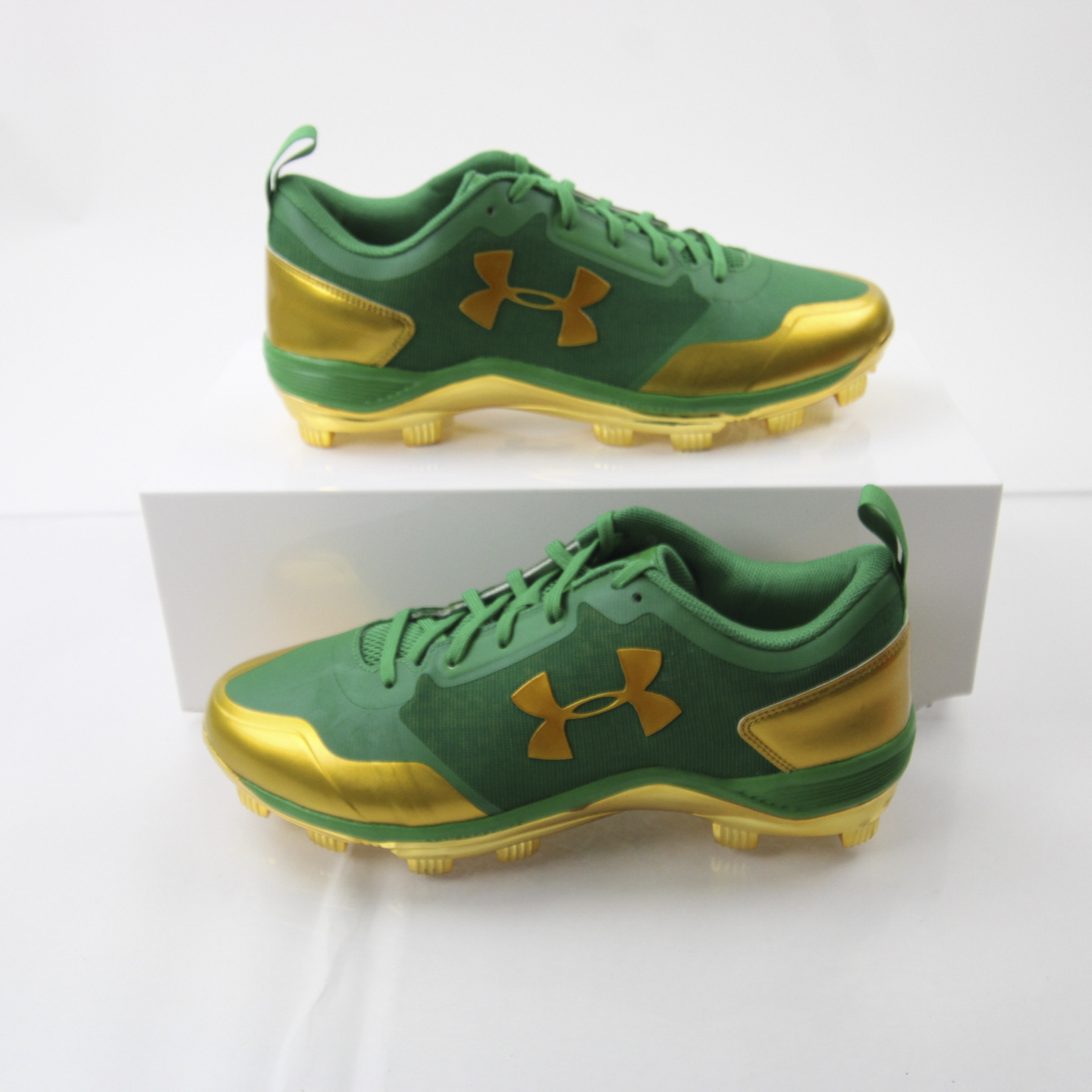 Notre Dame Fighting Irish Under Armour Spotlight Football Cleat Men\'s Sz 11.5 Size 15 Under Armour Spotlight Suede MC Green Football  main image 2