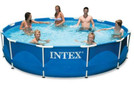 Intex 12 Foot Round Metal Frame Backyard Pool Set