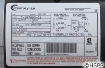 Pump WW Exec 2 HP 230V 2-Spd 56Fr 2-1/2" X 2" OEM