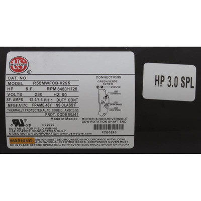 Pump WW Hi-Flo 3.0hp US Motors 230v 2-Spd 48fr 2"