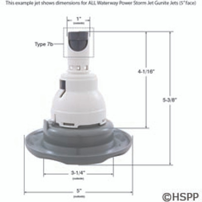Jet Insert WW Power Storm Gunite 5 In Twin Roto Txt Scal Gray