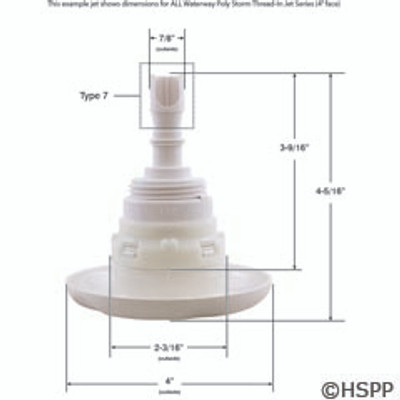 Jet Insert WW Poly Storm 4 In Massage Scal SS-Gray Thd