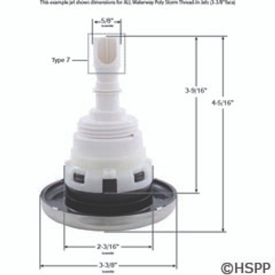 Jet Insert WW Poly Storm Gunite 3-3/8 In Dir Smooth SS-Gray Thd