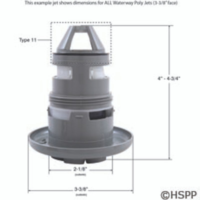 Jet Insert WW Poly Jet 3-3/8 In Twin Roto Txt Scal Gray