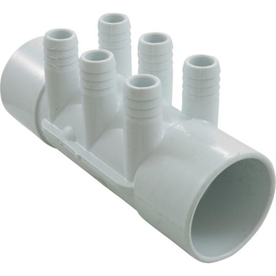 Manifold 3/4" Barb 6 Port Flow Thru 2" Slip x 2" Slip