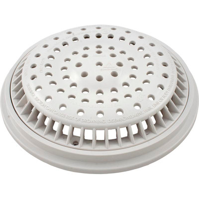 Main Drain Grate WW Anti Vortex 8" Rnd w/Collar White