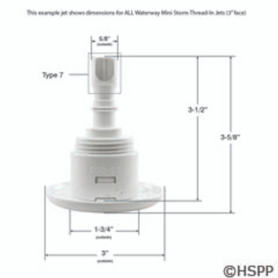 Jet Insert WW Mini Storm 3 In Dir Smooth SS-Gray Thd