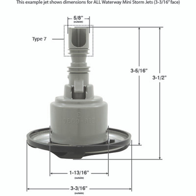 Jet Intl WW Mini StormSwirl3-5/16"fdDirSS/Dk GryThd