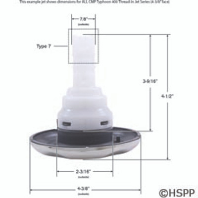 Jet Insert CMP Typhoon 400 4-3/8 In Dir Scalloped SS-Gray