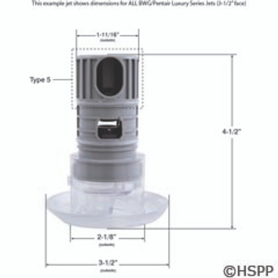 Jet Insert Balboa Pentair Luxury 3-1/2 In Roto Textured Scal Clr