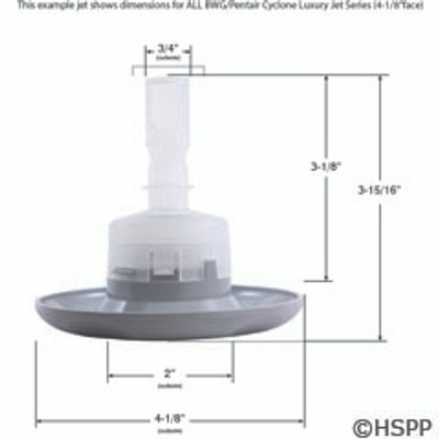 Jet Insert Balboa Pentair Cyclone Lux 4-1/8 In Dir Txt Scal DkGray