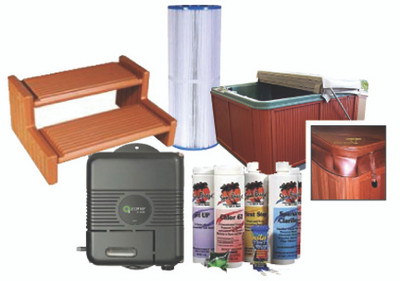 Spa value pack including filter, steps, chemicals and more.