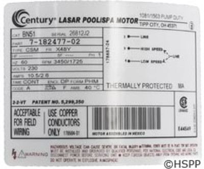 Pump WW Exec 2 HP 230V 2-Spd 48Fr 2-1/2" X 2" OEM