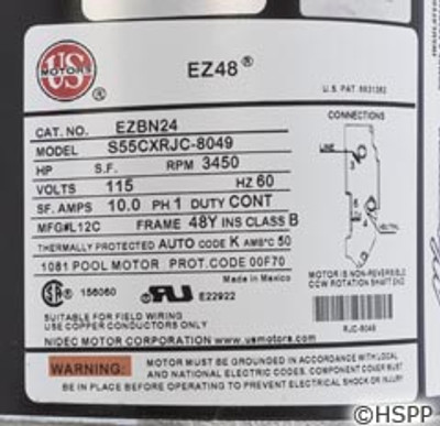 Pump WW E-Series 0.75 HP 115V 1-Spd 48Fr 1-1/2" OEM