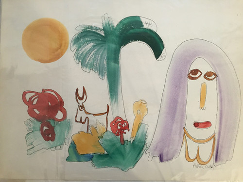 Fuster (José Rodríguez Fuster), Untitled, N.D. Watercolor on paper. 14.5" × 19.5". #29