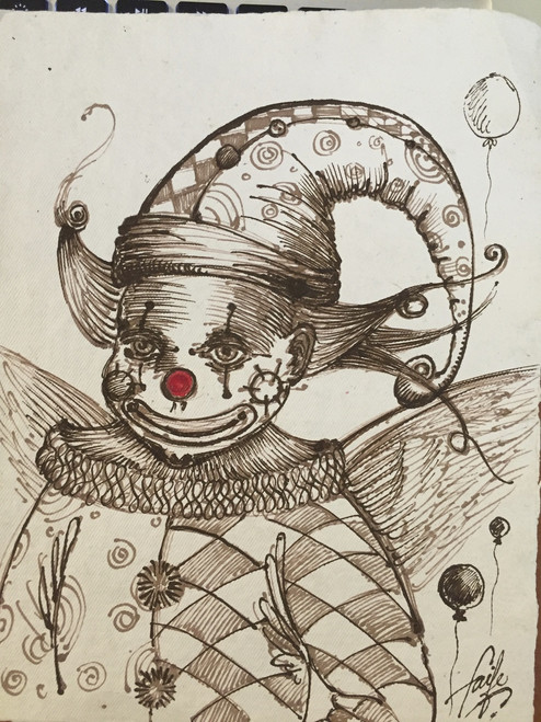 Faife (Yudit Vidal Faife),  Untitled, N.D. Ink on paper. 8.5" x 7.5"  #6215