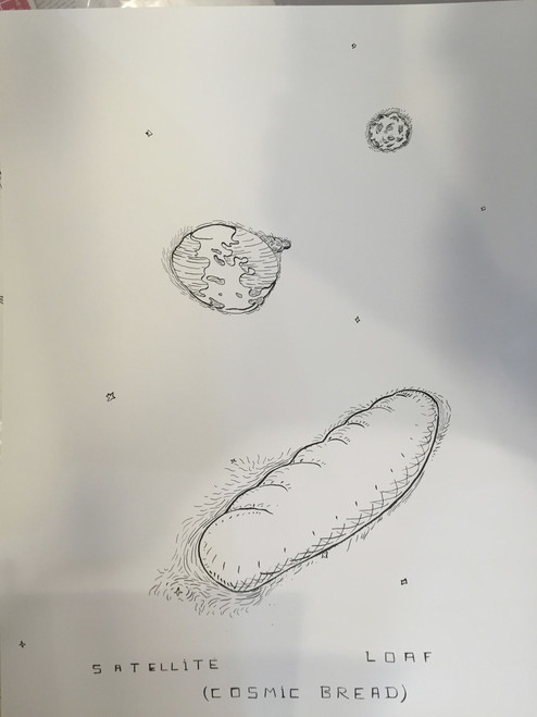 Tonel (Antonio Eligio Tonel),   “Satellite Loaf (Cosmic Bread),” 2008.Ink on paper.                                   24” x 19”                #6111