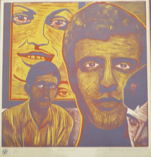 Raúl Martínez, "Tu recuerdo," 1977. Woodcut print edition 1 of 10. 13" x 12"  #10 