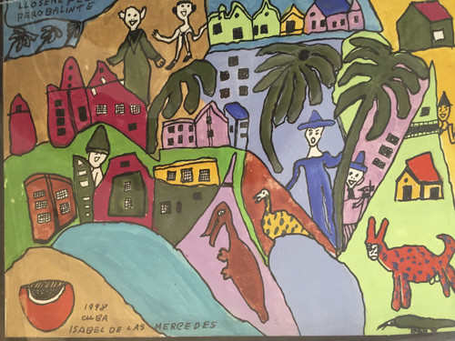 Isabel de las Mercedes #2080. "llo sere feo pero balinte," 1998. Tempera on paper. 8.5 x 11.5 inches.