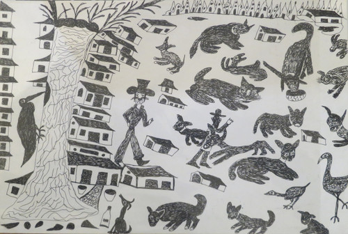 Isabel de las Mercedes, Untitled, 1985. Pen & ink on paper. 8” x 12” [inscribed on reverse: para mi nieta] #2634