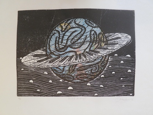 Ibrahim Miranda,  "Round midnight," 2003. Etching print edition 28 of 40.  14" x 19.5" #3446