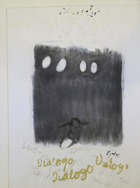 Olympia Ortiz #6728. "Dialogo," 2002. Mixed media on paper. 36 x 28 inches. 