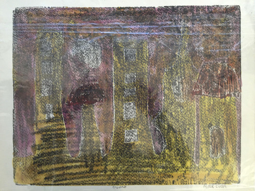 Fuster (José Rodríguez Fuster), "Ciudad," N.D. Monotype print. 13.5" x 16.5". #83
