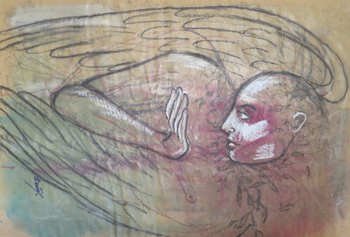 Ivan Arocha,                                                                                Untitled, 2009. Ink and gouache on paper.      35” x 24”                                                                               #6734